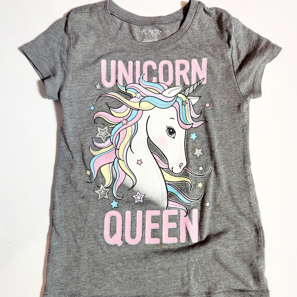 The Children's Place Gray Unicorn Queen T-Shirt